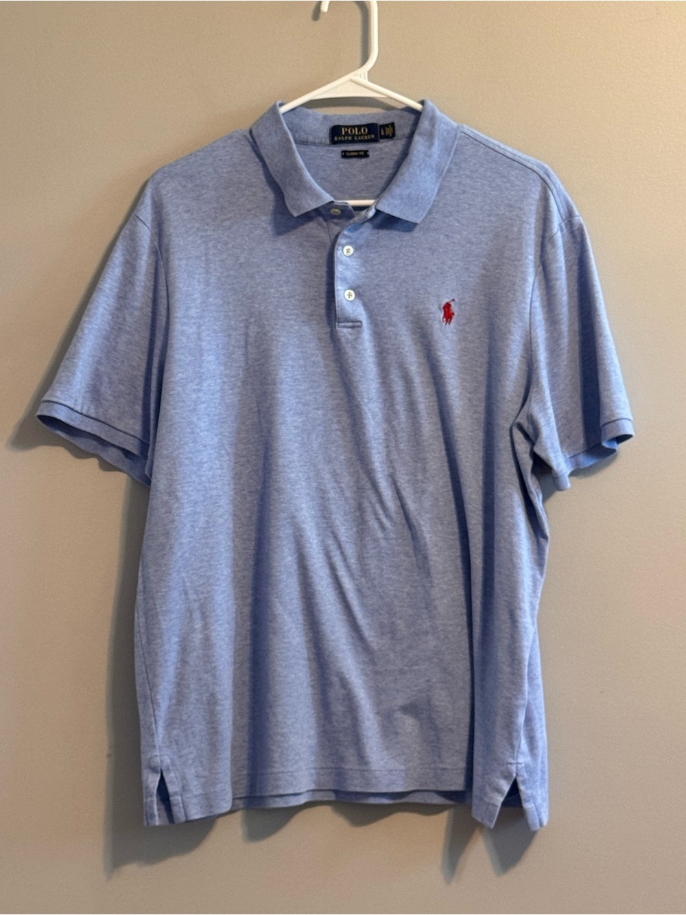 Polo Ralph Lauren Menโs Large Classic Fit Blue Short Sleeve Polo Shirt